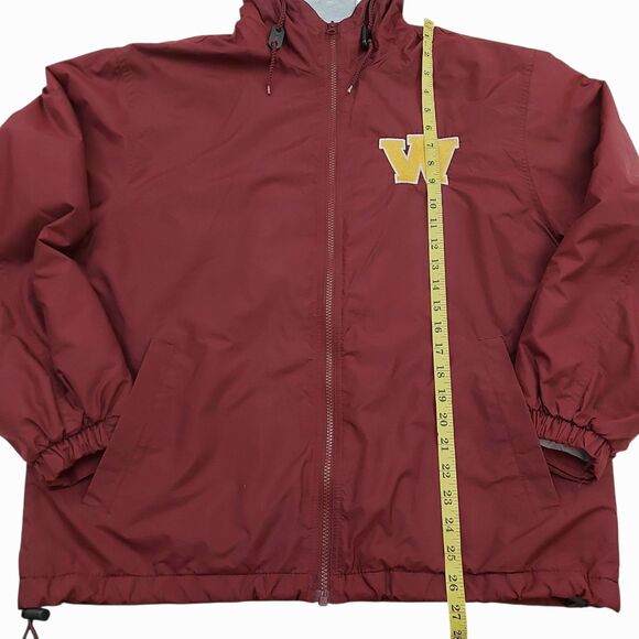 Port Authority Jacket Mens Small Burgundy Full Zip Lined Nylon Preppy University - Picture 12 of 12